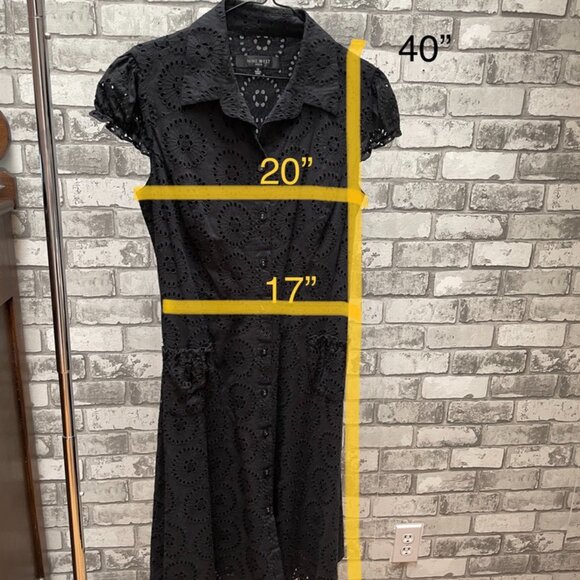 Nine West Black Eyelet Dress with Belt (size 12) - Picture 7 of 7